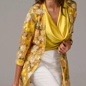 Yellow Floral Embroidered Lace Jacket